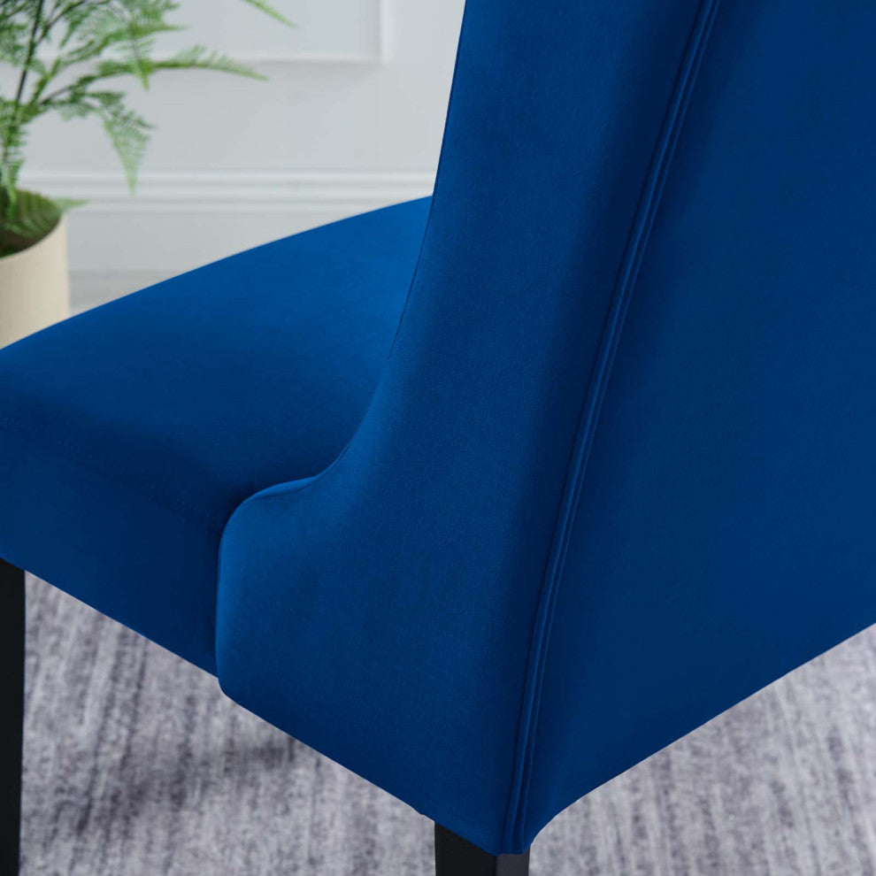 Side Dining Chair, Set of 2, Blue Navy, Velvet, Modern, Cafe Bistro Hospitality