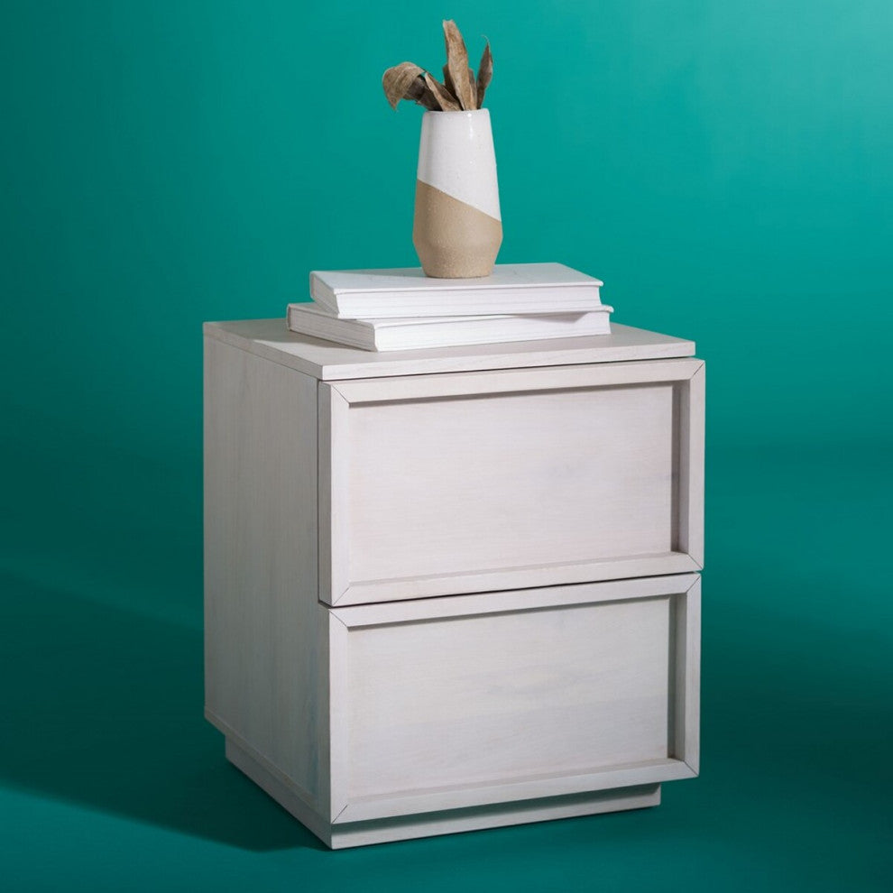 Safavieh Couture Zeus 2 Drawer Nightstand, White Wash