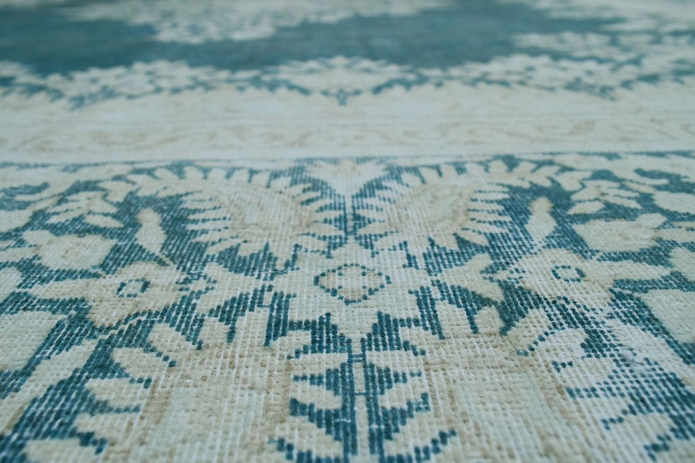 Fine Vintage Distressed Tinsley Blue Rug 9''10"x12''10"