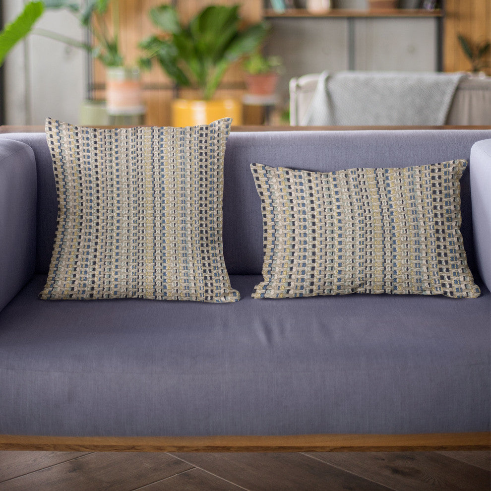 Plutus Blue Weave Stripe Luxury Throw Pillow, 20"x20"