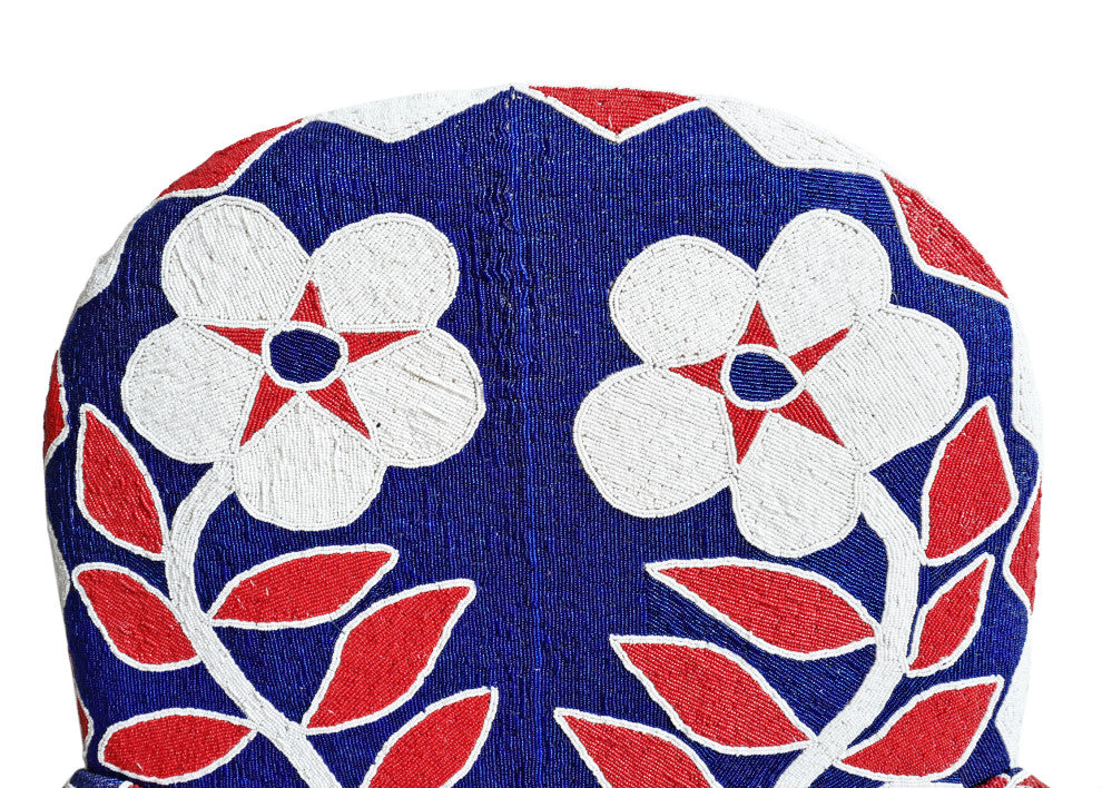 Red White and Blue Floral Beaded Chair