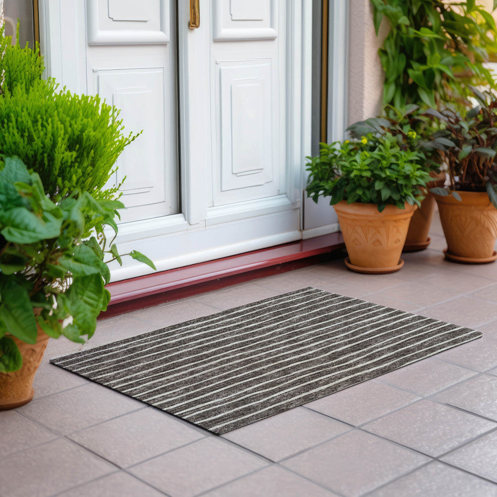 Indoor/Outdoor Laidley LA1 Chocolate Machine Washable 1'8" x 2'6" Rug