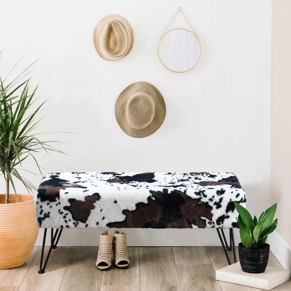 Cows Flowers Rectangle Ottoman, Cows Flowers, 46x16x17
