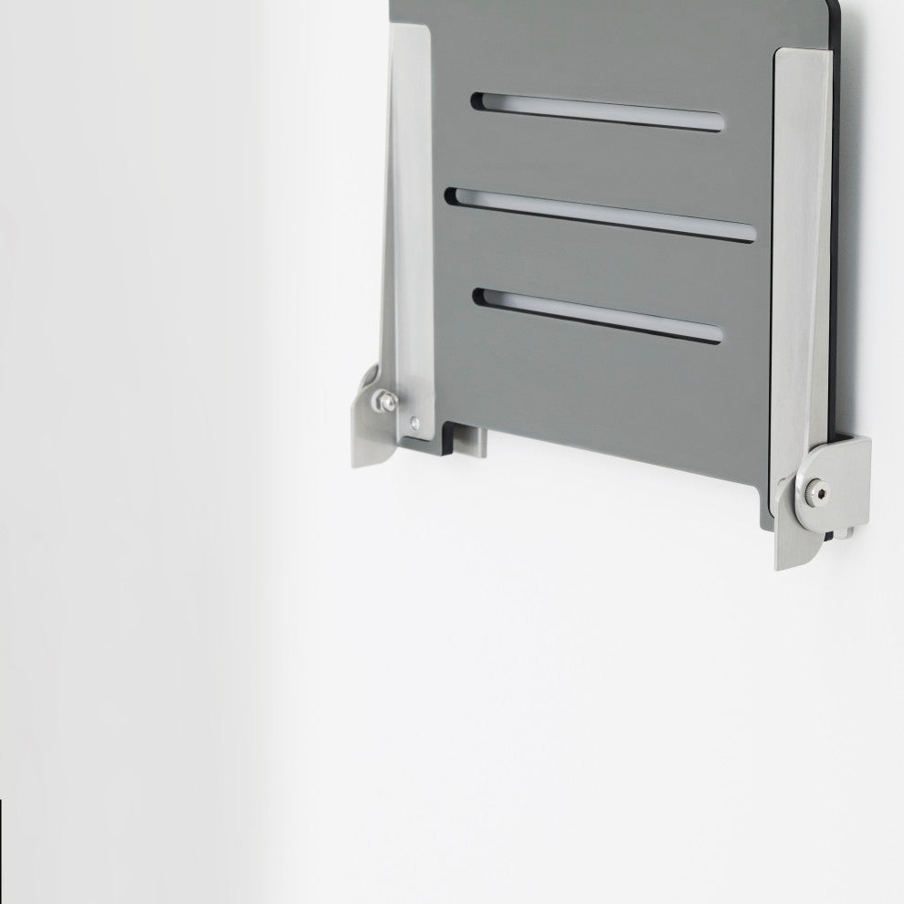 Seachrome SlimLine Folding Wall Mount Shower Seat, Gray Seat With Silver Frame