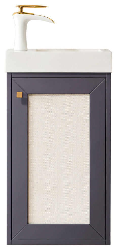 Chianti 16" Vanity, Mineral Gray, White Glossy Resin Countertop