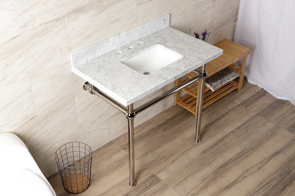 KVBH3622M8SQ6 36" Console Sink with Brass Legs (8-Inch, 3 Hole)