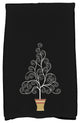Filigree Tree, Geometric Print Hand Towel, Black, 18 x 30"