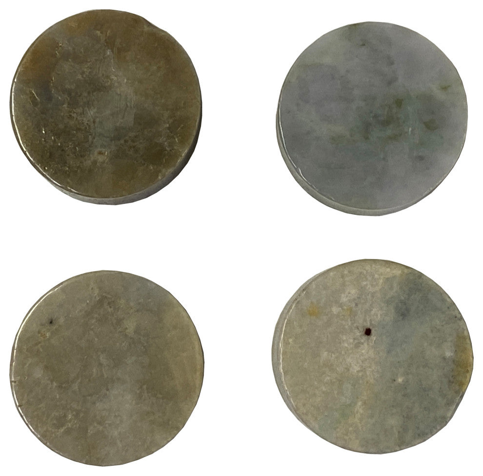 Set of 4 Stone Carved Round Shape Display Art Paperweight, Hws2220