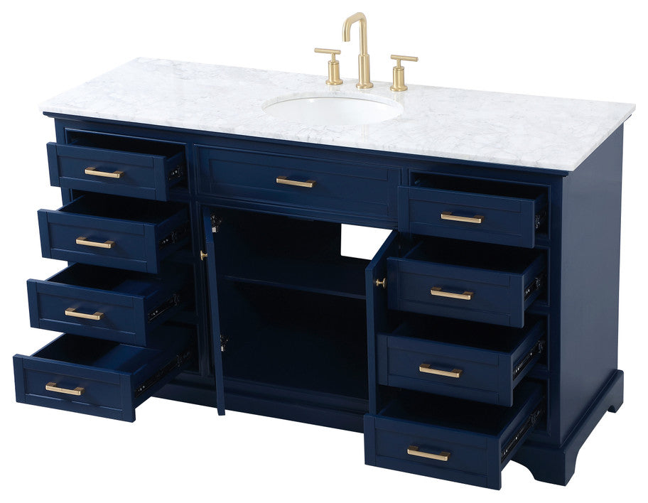Amber Single Bathroom Vanity, Blue, Blue, 60"