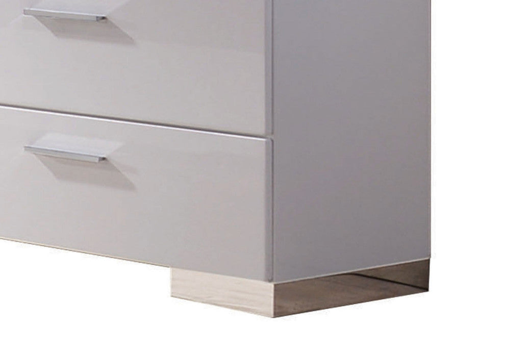 High Gloss Finish Wood and Metal Dresser with 6 Spacious Drawers,White
