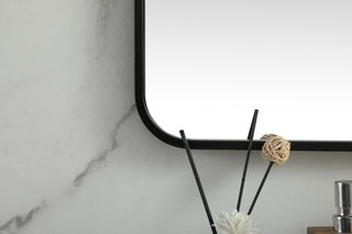 Ellis Soft Corner Metal Square Mirror 48x48 Inch, Black