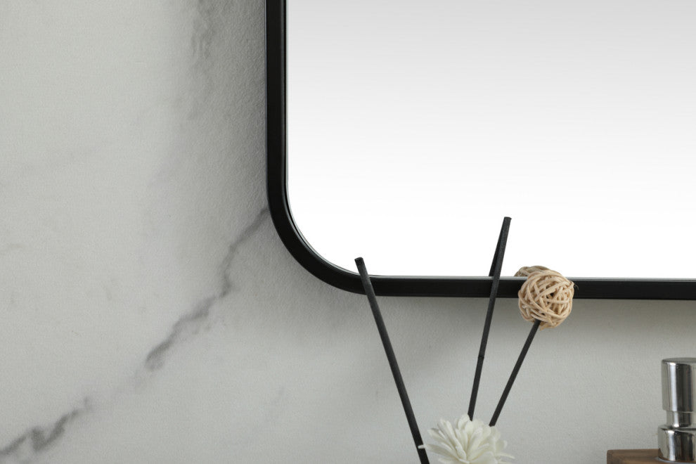 Ellis Soft Corner Metal Square Mirror 48x48 Inch, Black