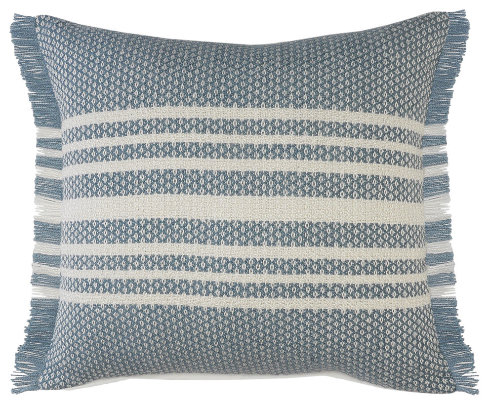 Centered Stripes Woven Throw Pillow with Fringe