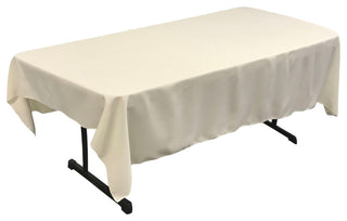 LA Linen Polyester Poplin 60"x90" Rectangular Tablecloth, Ivory