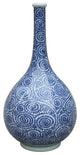 Blue and White Spiral Pattern Porcelain Olive Vase 16"
