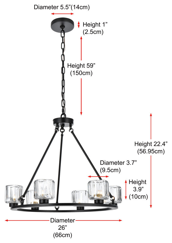Home Living 26" Chandelier, Black