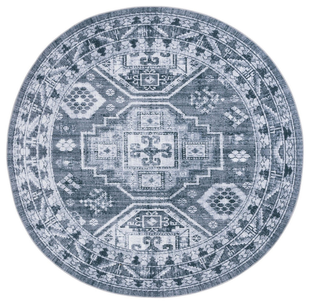 Safavieh Arizona Machine-Washable Collection ARZ108 Rug, Grey Green/Ivory, 6' Round