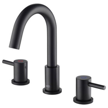 Circular Widespread Sink Faucet With Pop-Up Drain, Matte Black