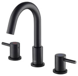 Circular Widespread Sink Faucet With Pop-Up Drain, Matte Black
