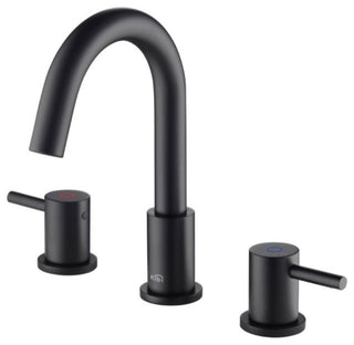 Circular Widespread Sink Faucet With Pop-Up Drain, Matte Black
