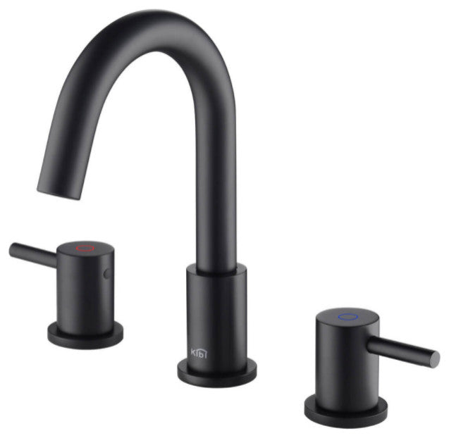 Circular Widespread Sink Faucet With Pop-Up Drain, Matte Black