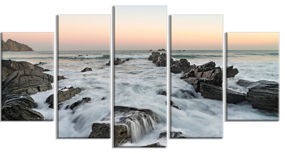 "Bay of Biscay Atlantic Coast Spain" Wall Art Landscape, 5 Panels, 60"x32"