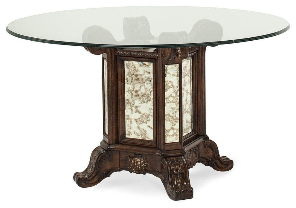 AICO Michael Amini Platine de Royale 54" Round Glass Table