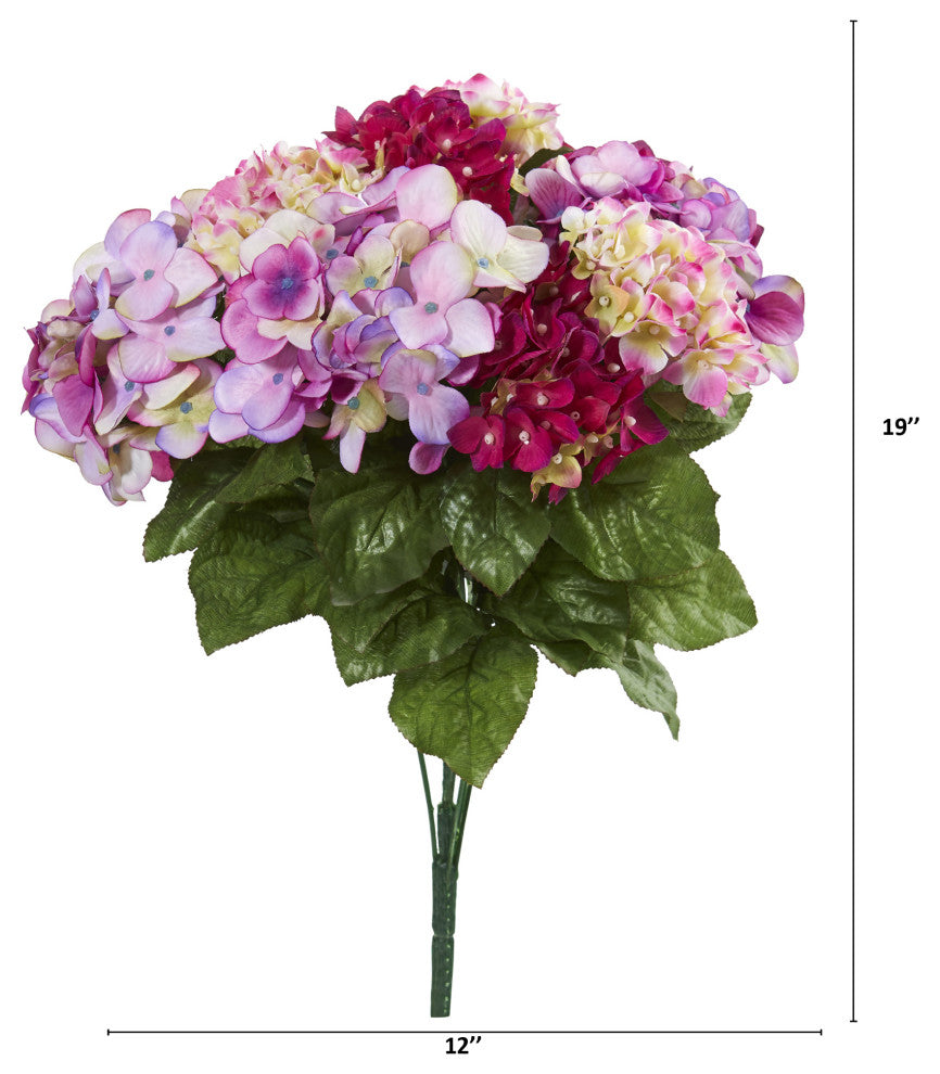 19" Hydrangea Artificial Plant, Set of 3