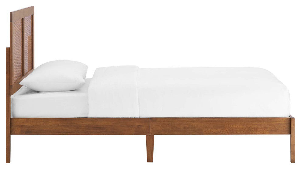 Sirocco Rattan and Wood Twin Platform Bed, Walnut
