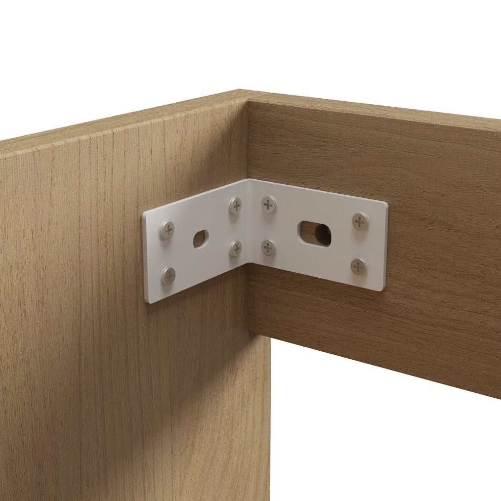 Wall Mounted Bath Vanity, Light Oak, Integrated Ceramic Sink, 36"