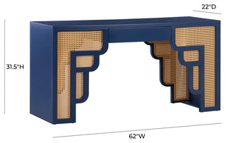TOV Furniture Suzie Navy & Rattan Desk