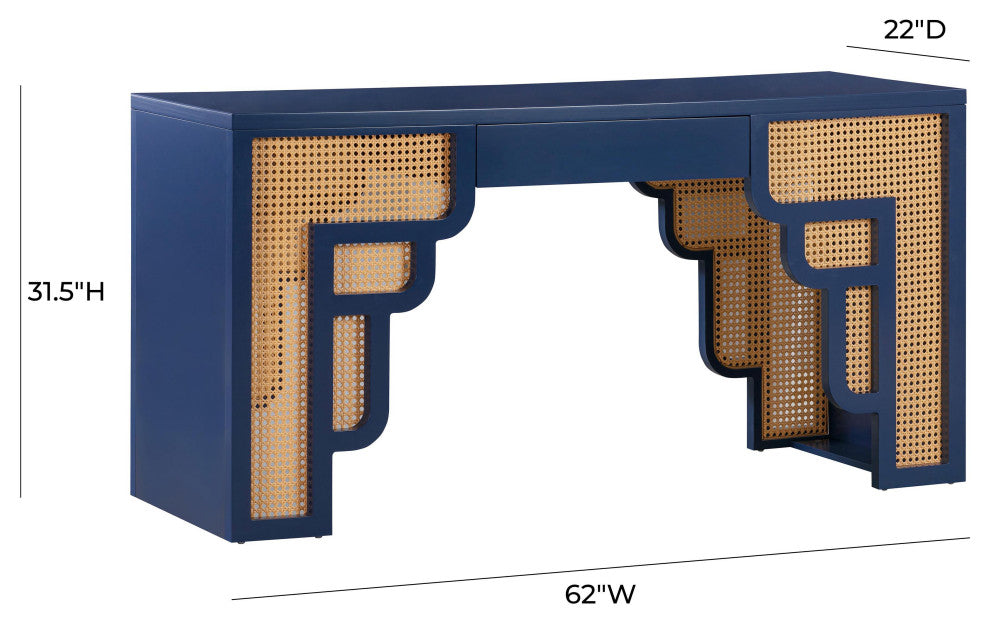 TOV Furniture Suzie Navy & Rattan Desk