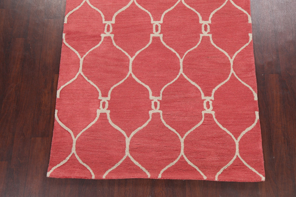 Trellis Geometric Contemporary Oriental Wool Area Rug Hand-tufted 5x8