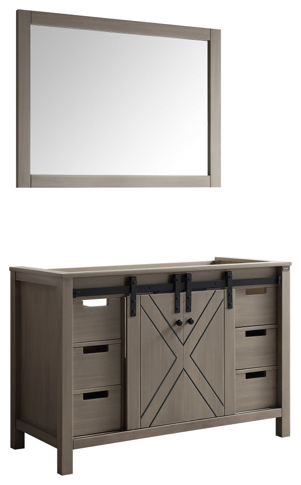Marsyas 48" Ash Gray Single Vanity, No Top and 44" Mirror