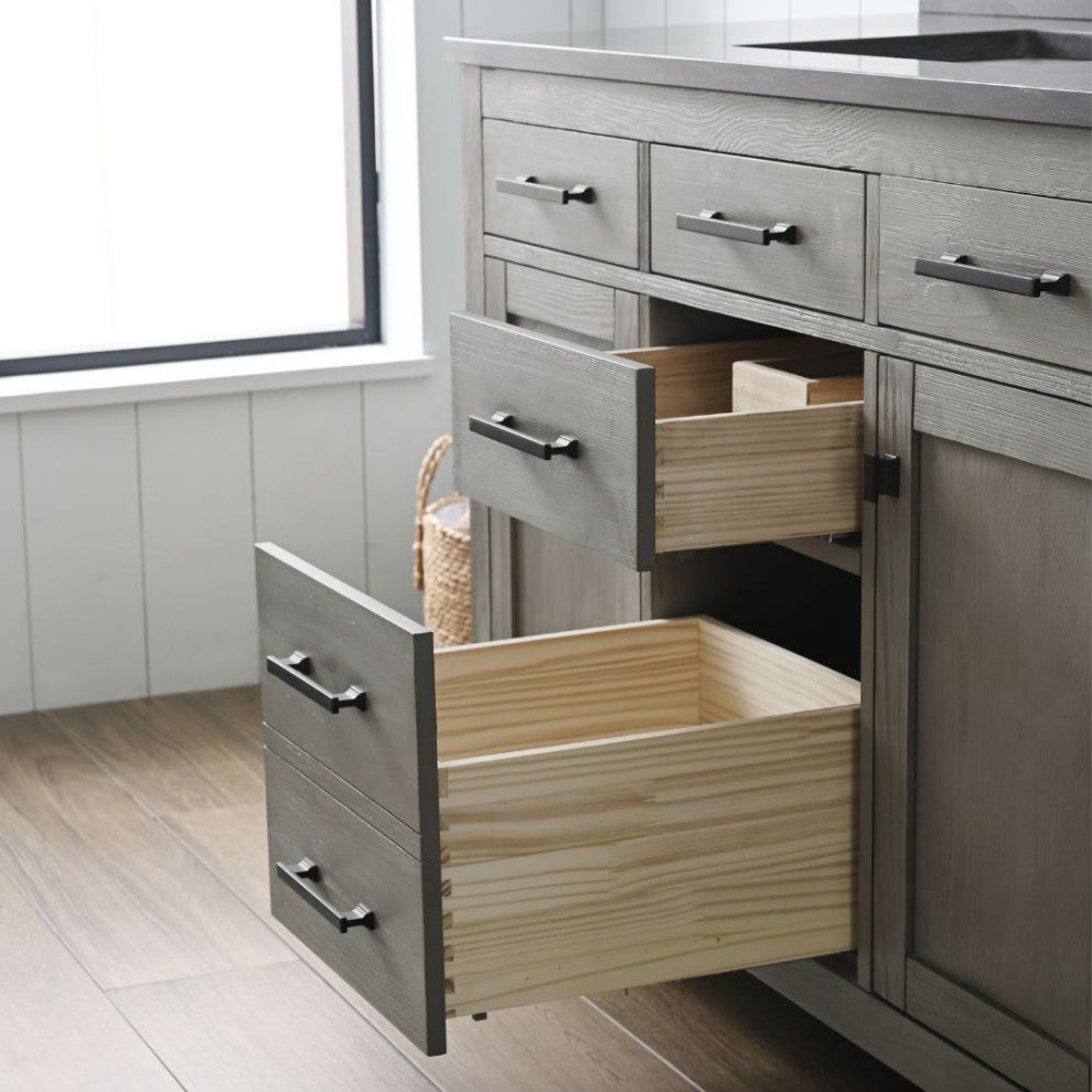 Jasper 48" Bathroom Vanity, Textured Gray, Blue Limestone