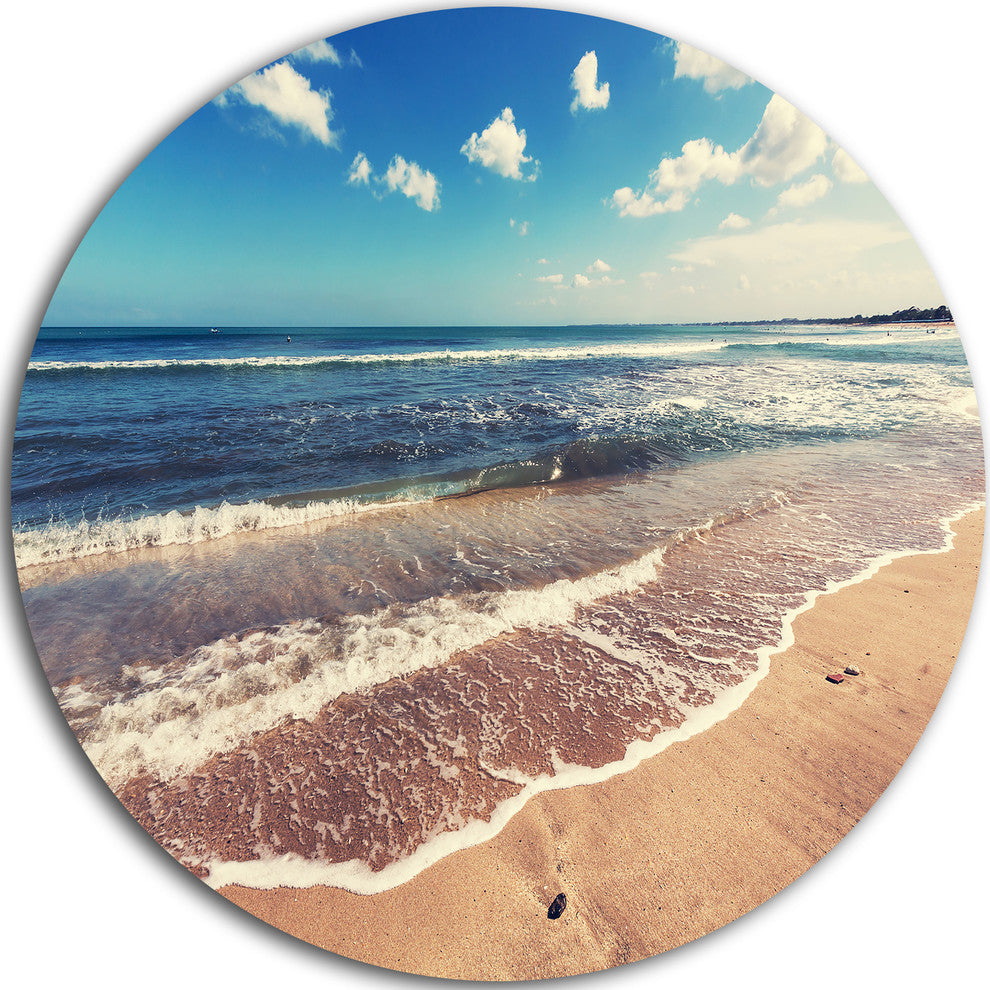 Tropical Beach Island In Gili, Seashore Disc Metal Artwork, 36"