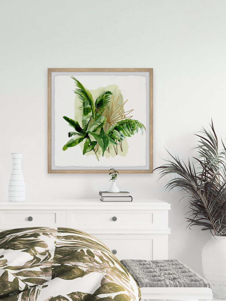 "Flawless Tropical Leaves" Framed Painting Print, 32x32