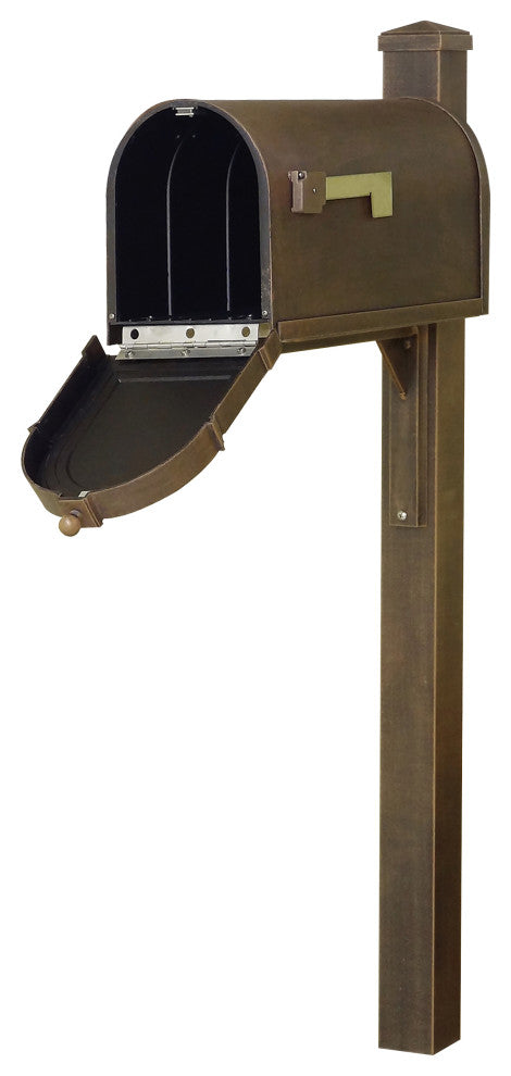 Berkshire Mailbox With Locking Insert and Wellington Post, Copper