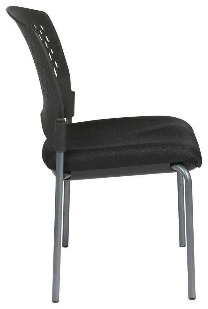 Titanium Armless Visitors Chair With Ventilated Plastic Wrap Around Back