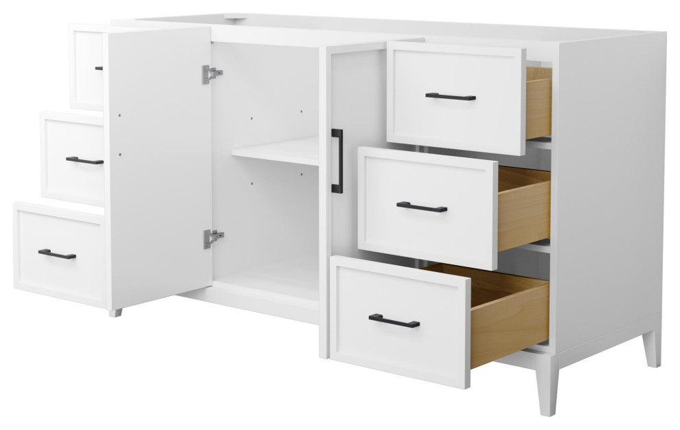 Elan 60" Single Vanity, White, No Top, No Sink, Black Trim