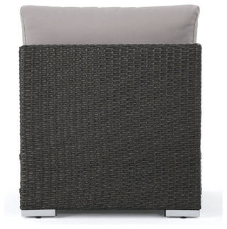 GDF Studio Tammy Rosa Outdoor 5 Seat Wicker Sectional Sofa Set, Gray/Silver