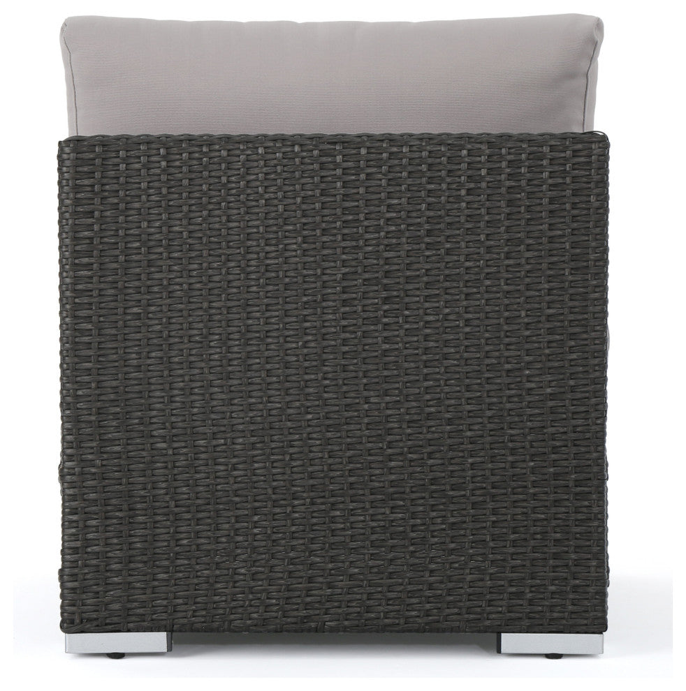 GDF Studio Tammy Rosa Outdoor 5 Seat Wicker Sectional Sofa Set, Gray/Silver