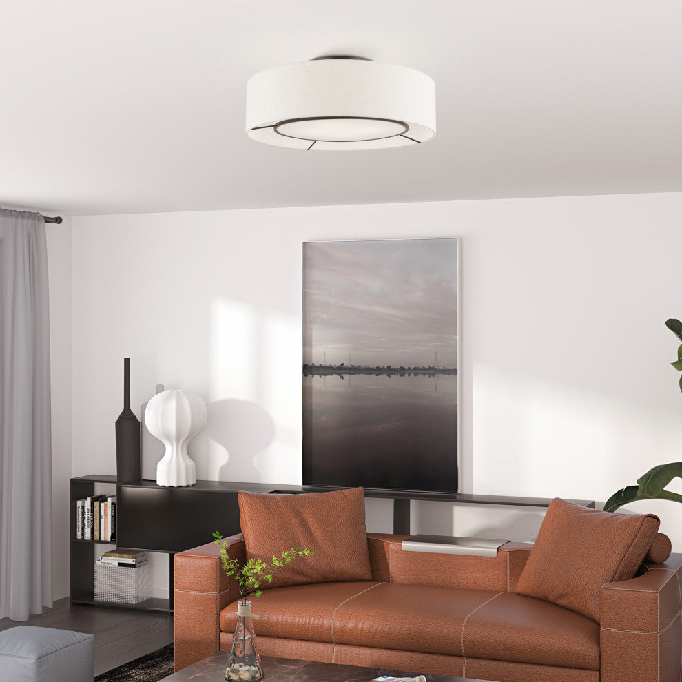 Ellsworth 4 Light English Bronze With Shiny White Accents Semi-Flush