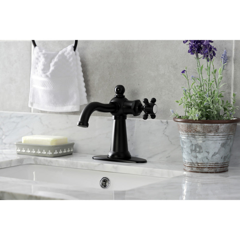 KSD154BXMB Single-Handle Bathroom Faucet With Push Pop-Up, Matte Black