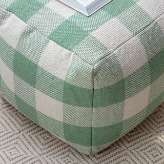 Spring Sky 20" x 20" x 20" Ivory and Green Pouf