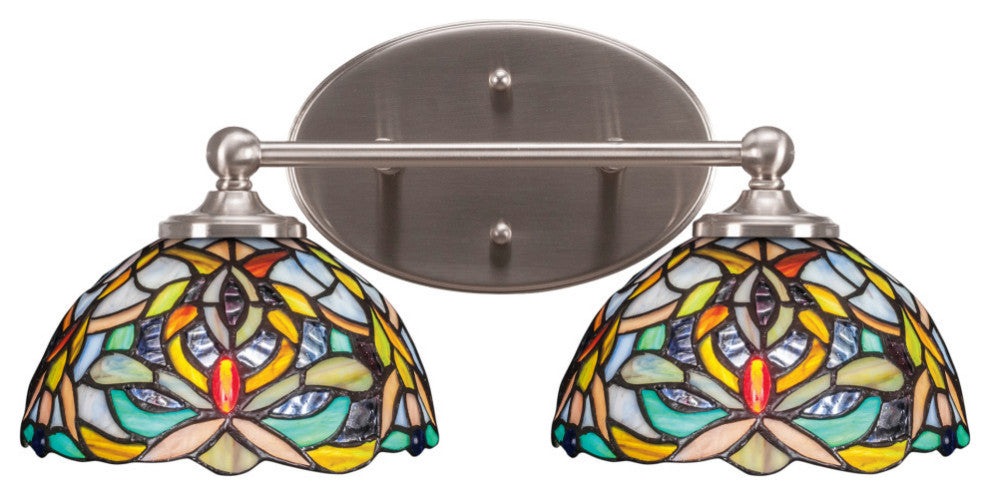 Capri 2-Light Bath Bar, Brushed Nickel/Kaleidoscope Art