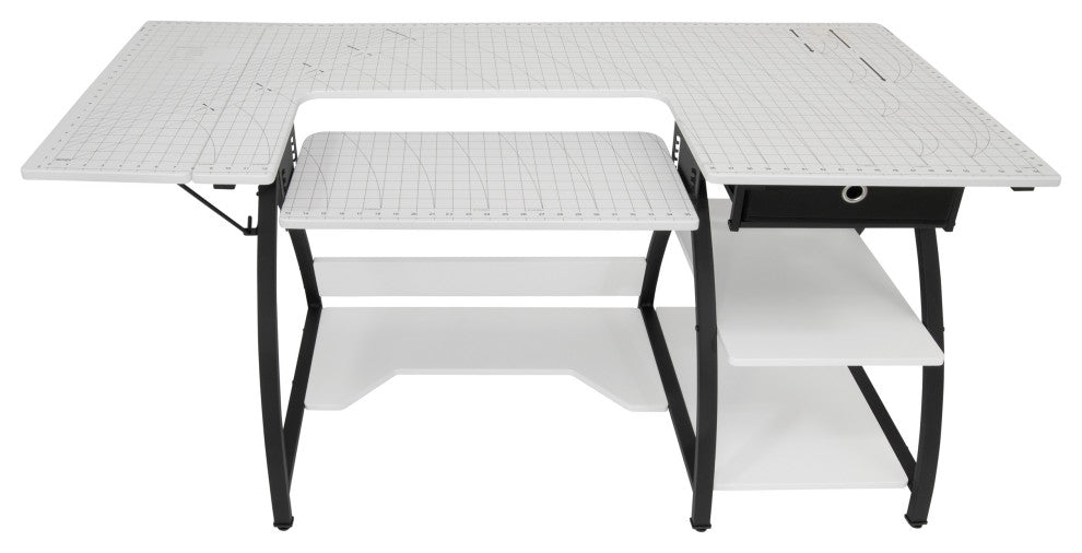 Comet Hobby Desk With Grids, Fold-Down Top, With Height Adjustable Platform