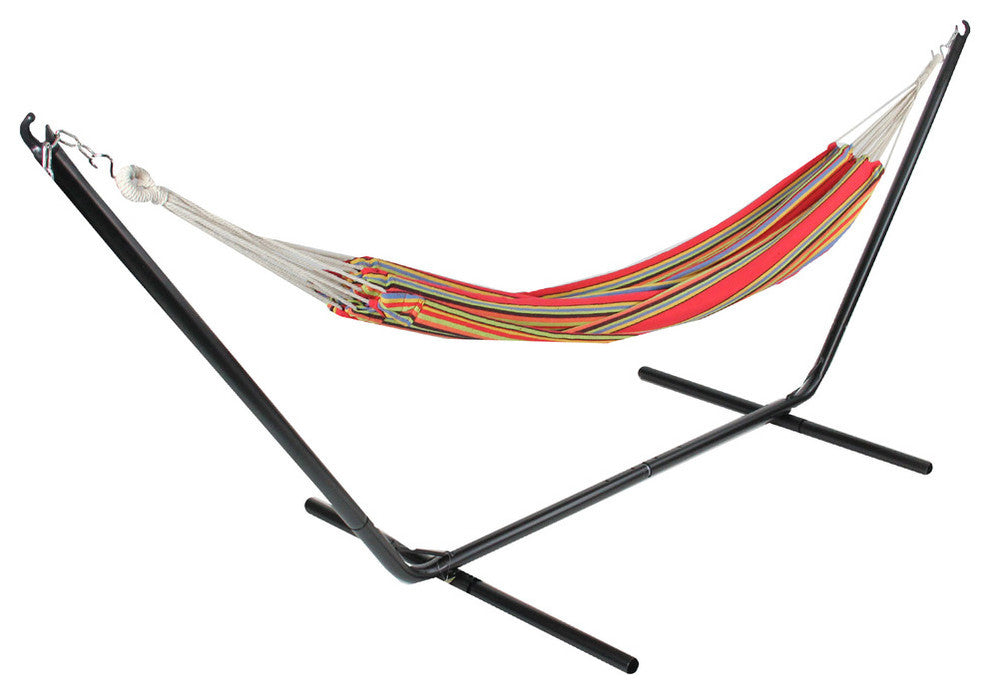 Striped Woven Cotton Single Brazilian Hammock, Multicolor