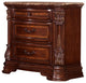 3 Drawer Wooden Night Stand With Marble Top, Cherry Brown