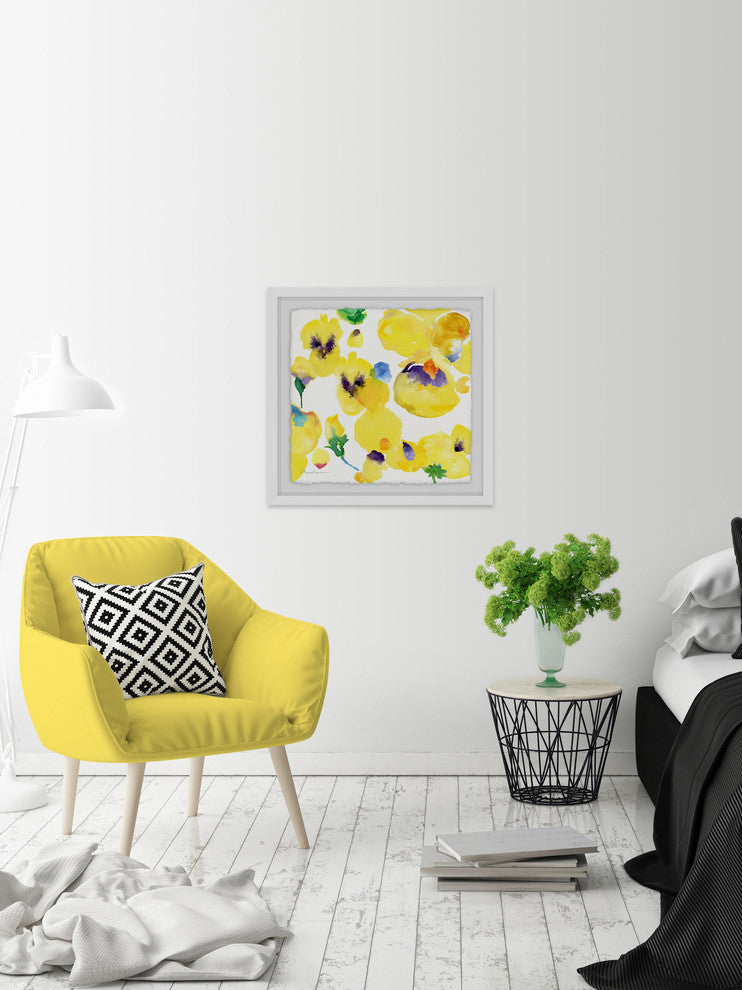 "Yellow Pansies" Framed Painting Print, 32"x32"